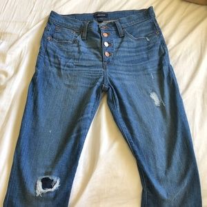 J Crew High Rise Toothpick Destroyed Jeans